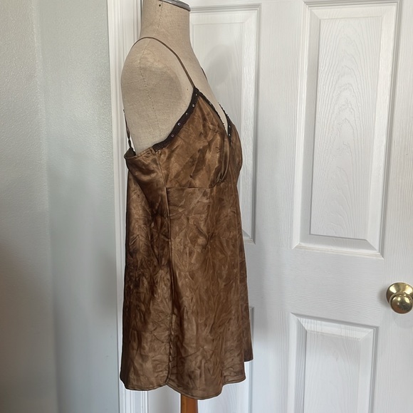Y2K Xhilaration slip dress lace sequins beads embellished brown Adjustable XL - Picture 3 of 13